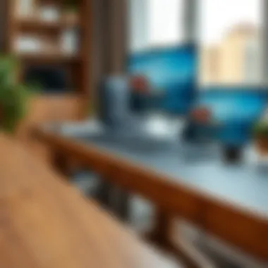 Ergonomic Features of Desk Close-up of ergonomic features on a compact workspace