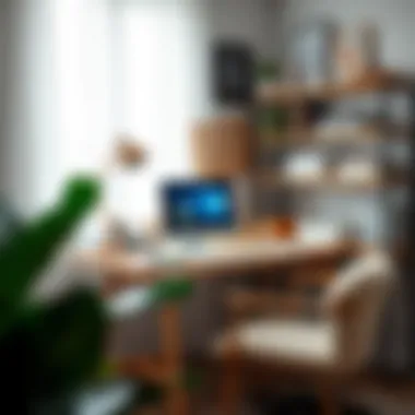 Organized Workspace with Decor Organized workspace with a 80 cm desk and decor elements