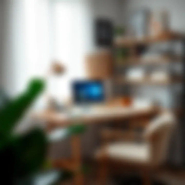 Organized Workspace with Decor Organized workspace with a 80 cm desk and decor elements