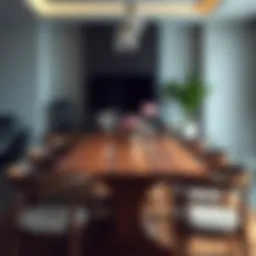 Elegant wooden dining table set in a modern interior