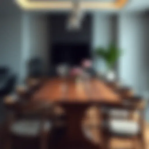 Elegant wooden dining table set in a modern interior