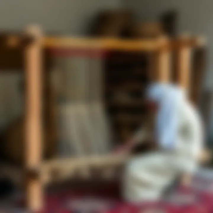 Traditional Weaving of Karabağ Carpets Artisans skillfully weaving a Karabağ carpet using traditional methods