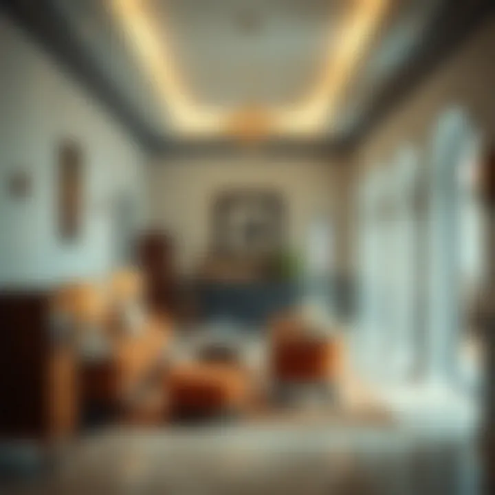 Artistic Display in a Spacious Corridor Artistic display in a spacious corridor