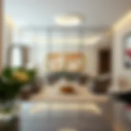 Elegant mirrored cabinet doors reflecting contemporary interior design