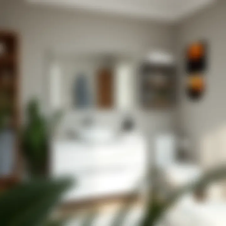 Organized Space with Freestanding Vanity Organized bathroom with a focus on a freestanding vanity