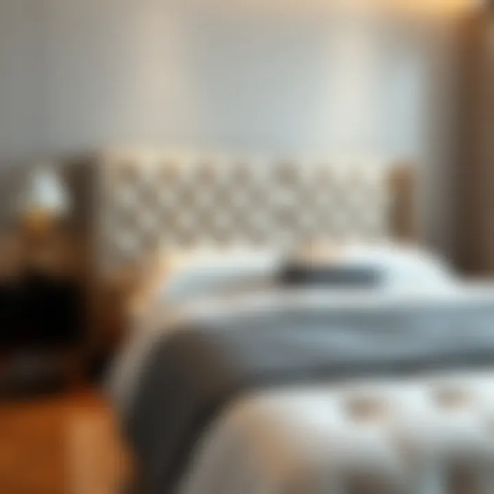 Contemporary upholstered bed headboard in a stylish bedroom setting