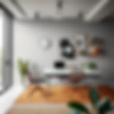 Creative office space adorned in baby gray tones