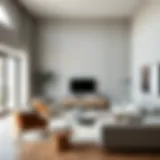 Elegant living room showcasing baby gray walls