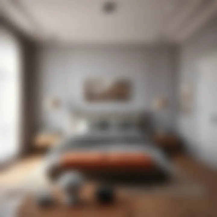 Stylish bedroom designed with baby gray paint