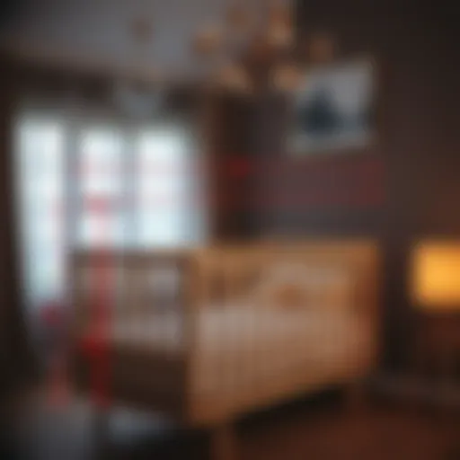 Detailed view of a crib with measurements