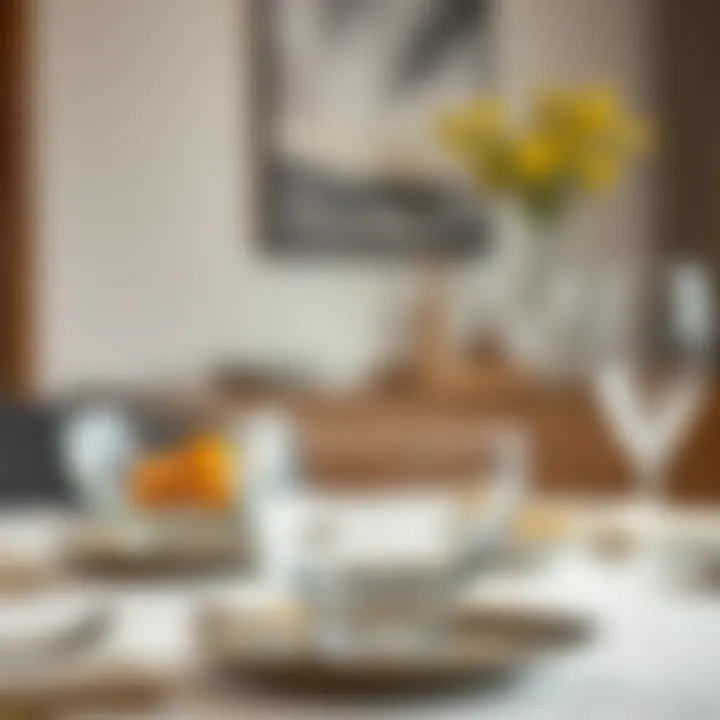 Stylish glass bowls arranged on a dining table setting