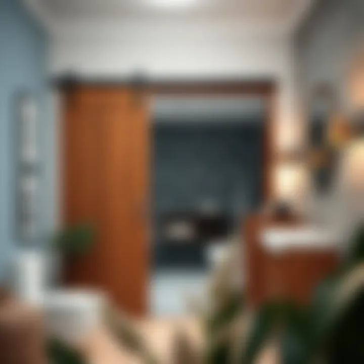 Wooden Sliding Door Chic wooden sliding door blending with bathroom decor