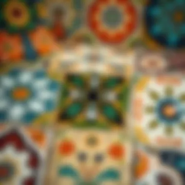 Unique Designs of Colorful Kütahya Ceramic Tiles Close-up of colorful Kütahya ceramic tiles with unique designs