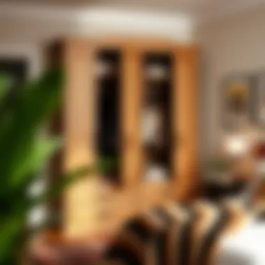 Compact four-door wardrobe maximizing space in a small room