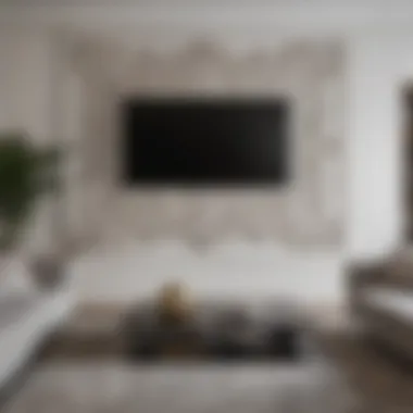 Stylish Stone Appliques in Living Room Contemporary living room featuring stylish stone appliques