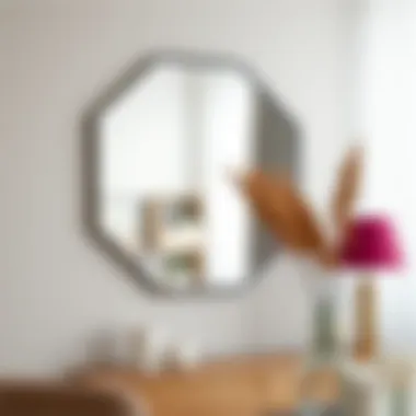 Geometric Mirror in Contemporary Decor Geometric shaped mirror enhancing contemporary decor