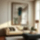 Elegant wall mirror in a modern living room