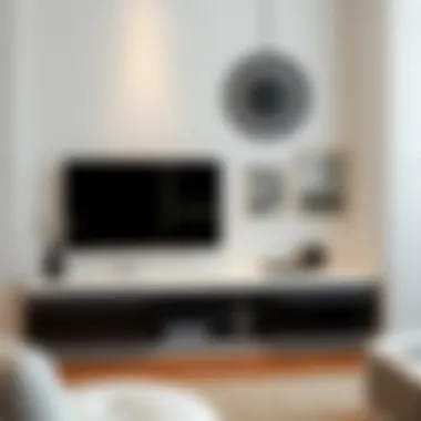 Aesthetic TV Unit Arrangement Stylish arrangement of a modern TV unit with decorative elements