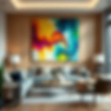 Vibrant Canvas in Modern Living Room Vibrant canvas artwork enhancing a modern living room