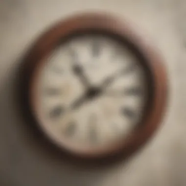 Close-up of a distressed wall clock adding character to a room.