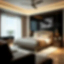 Luxurious double bed set in a modern bedroom