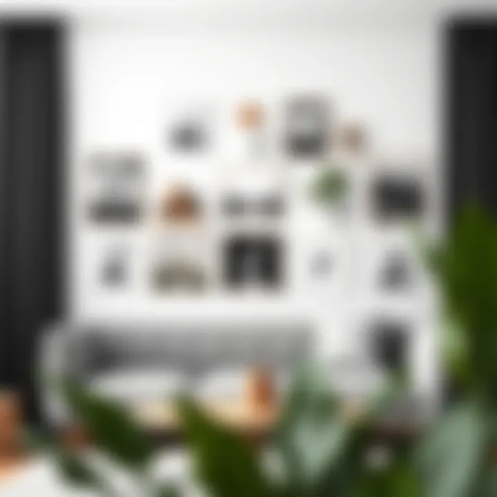 Minimalist photo wall with modern decor elements