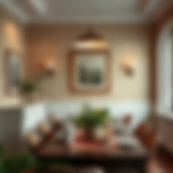 Cozy Dining Area with Soft Color Wallpaper Cozy dining area enhanced by soft color wallpaper