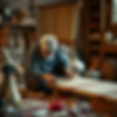 Artisan Crafting a Handwoven Rug Craftsmanship of a rug artisan at work