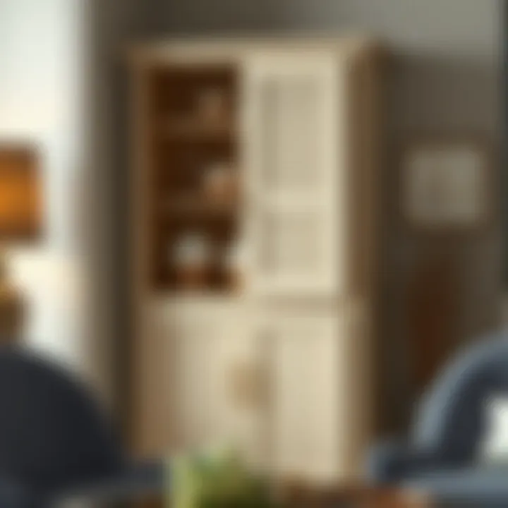 Elegant Cabinet with Decor Elegant sliding shutter cabinet paired with sophisticated décor elements