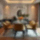 Elegant dining table set for six with modern decor