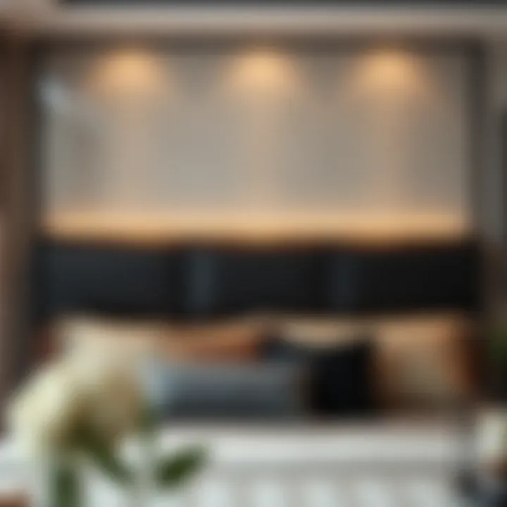 Elegant leather headboard accentuating modern bedroom decor