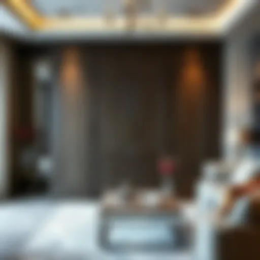 Elegant six-door wardrobe in a modern interior