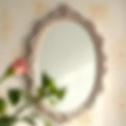 Elegant vintage mirror frame with intricate patterns painted in pastel colors