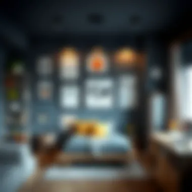 Modern Design Elements A modern boys' room showcasing unique wall art and playful design elements.