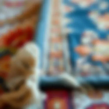 Close-up of the fine craftsmanship of silk rugs