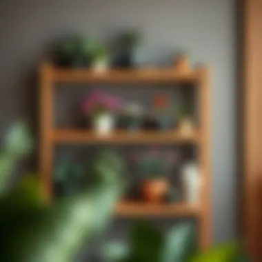 Elegant Wooden Flower Shelf Elegant wooden flower shelf showcasing vibrant plants