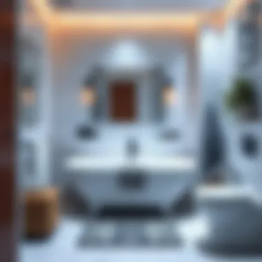 Functional and artistic bathroom decor elements enhancing space.