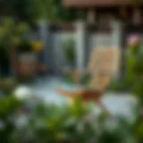 Elegant outdoor chair in a garden setting