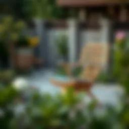 Elegant outdoor chair in a garden setting