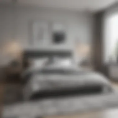 Aesthetic gray color palette used in bedroom design