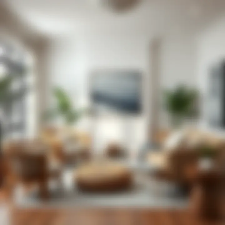 Stylish living space featuring rattan accents