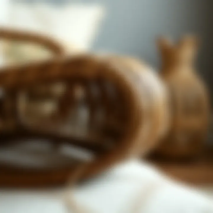 Close-up of rattan weaving technique