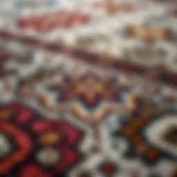 A close-up view of a traditional Karabağ patterned carpet showcasing its intricate designs
