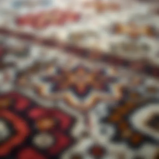 A close-up view of a traditional Karabağ patterned carpet showcasing its intricate designs