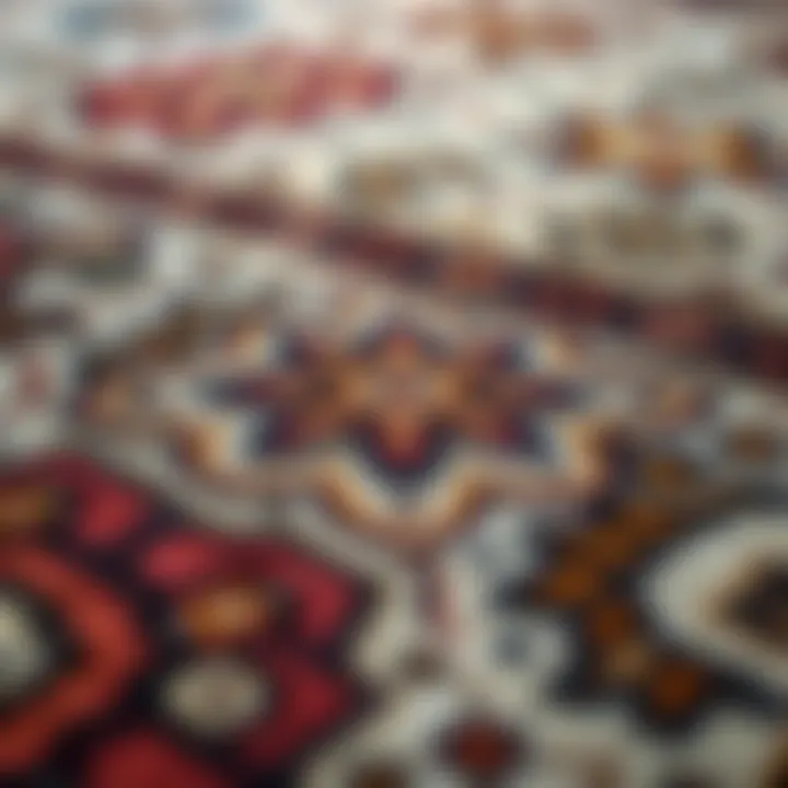 Intricate Designs of Karabağ Carpets A close-up view of a traditional Karabağ patterned carpet showcasing its intricate designs