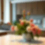 Elegant flower arrangement on kitchen counter