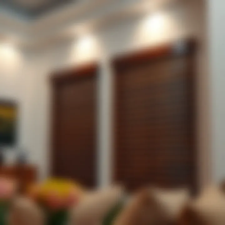 Different styles of Koçtaş wooden blinds showcasing versatility