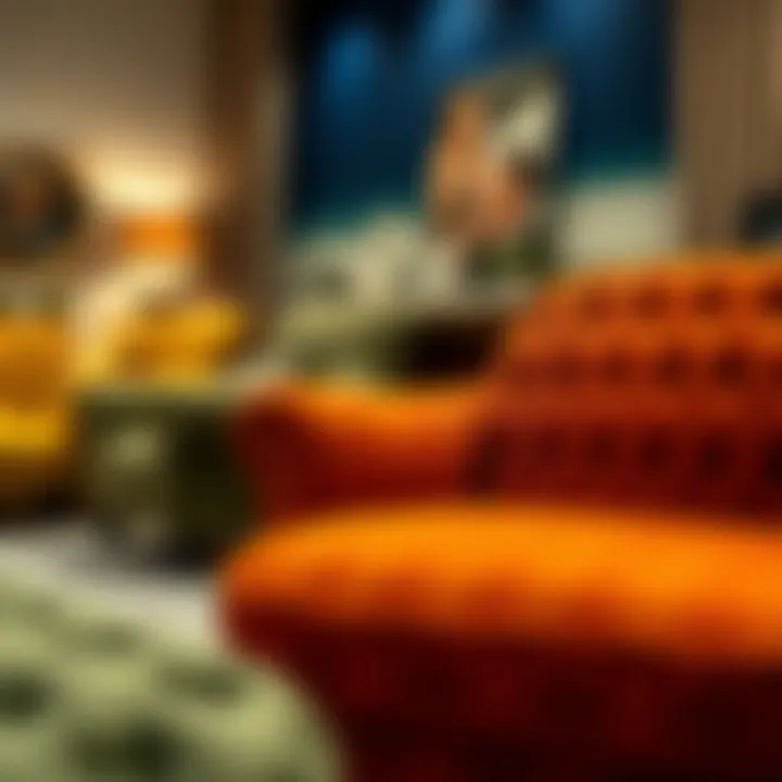 Various upholstery techniques displayed on different furniture pieces