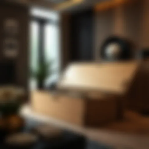 Elegant large storage box in a modern living room