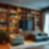 Elegant large wall bookshelf enhancing modern interior design